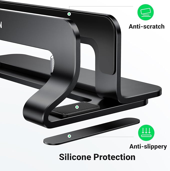 UGREEN Vertical Laptop Stand Holder for Desk Compatible with MacBook Pro, MacBook Air Stand Vertical Aluminum Adjustable for Up to 17.3 Inch Gaming Laptop, Black