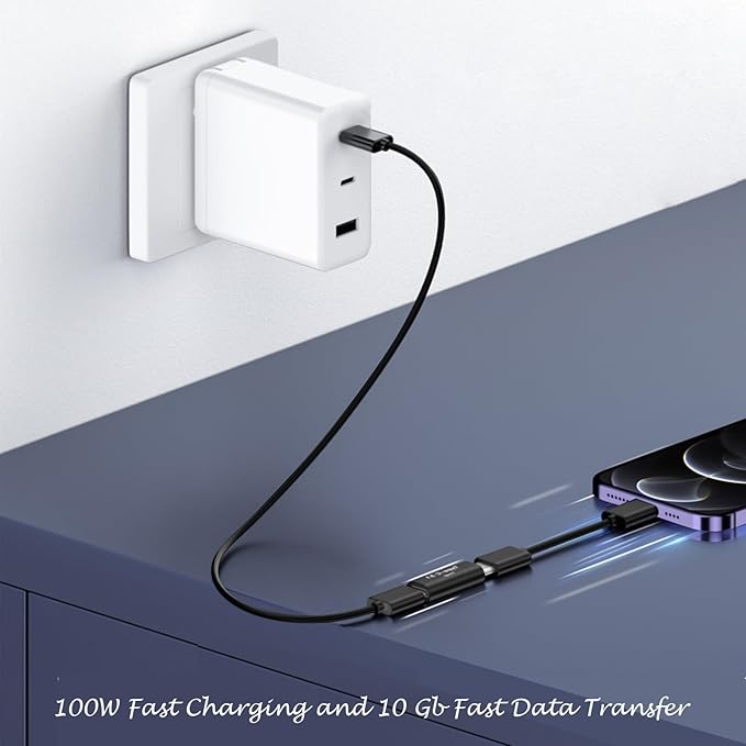 USB C Female to Female Adapter 2PCS, PD 100W and 10Gbps Double Female Connector with 4K/8K Video for Phone,iPad, Thunderbolt 4/3, MacBook Pro/Air, USB-C HUB & More Type C Devices