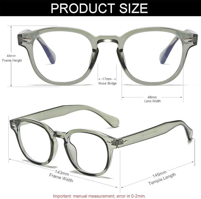 NIDOVIX Retro Round Blue Light Blocking Glasses for Men Women, Vintage Frame Non-prescription Computer Reading Eyeglasses