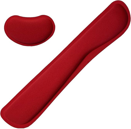 Keyboard Wrist Rest Mouse Wrist Support Set, Memory Foam Wrist Rest Pad for Computer Laptop Keyboard Mouse, Ergonomic Wrist Cushion Support for Typing Pain Relief, Gaming Home Office, Red
