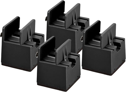 uxcell 2 inch Bed Risers with Adjustable Screw Clamp, 4Pcs Furniture Risers for Bed, Desk, Sofa, Table, Fit for Furniture Thickness 0.39-1.96", Supports 5000 Pounds, Black