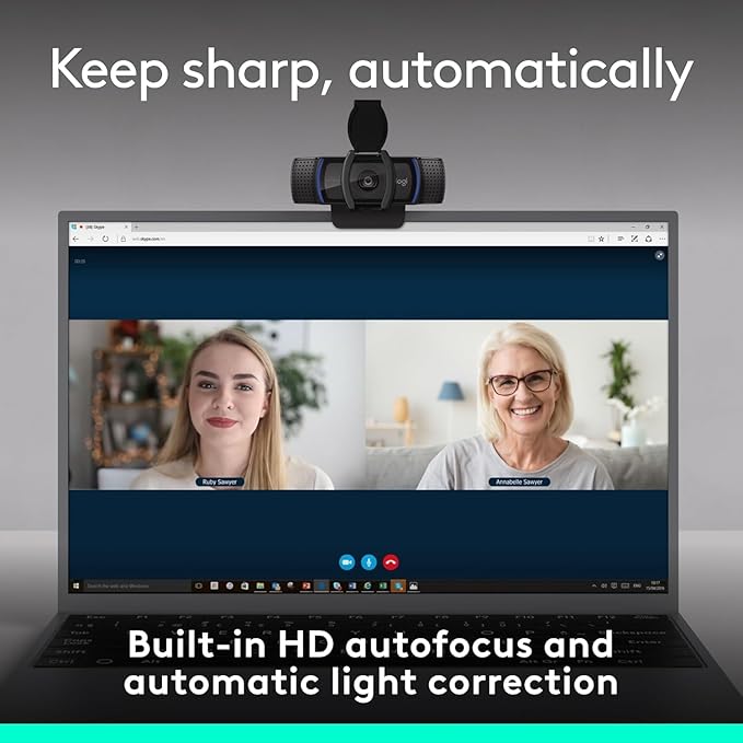 Logitech C920e HD 1080p Mic-Enabled Webcam, Certified for Zoom, Microsoft Teams Compatible, TAA Compliant