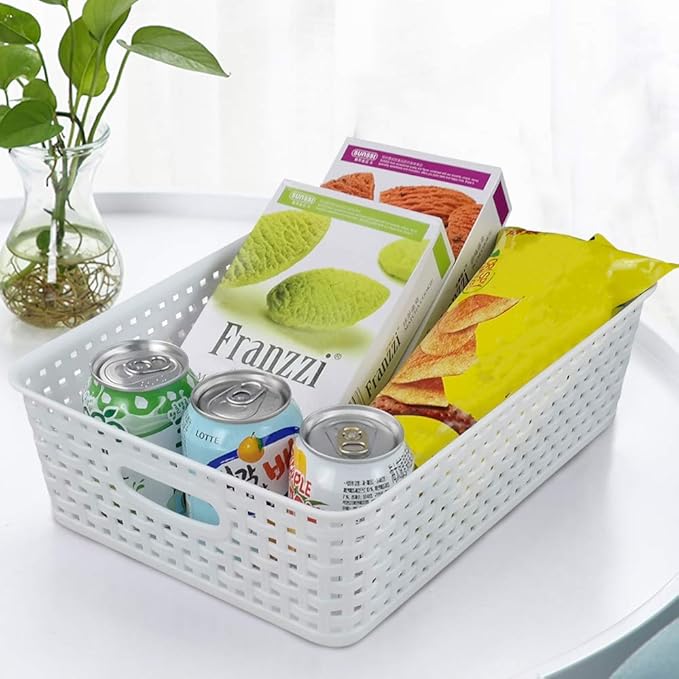 Plastic A4 Office Storage Baskets, Desk Tray Organizer, White, 5 Packs