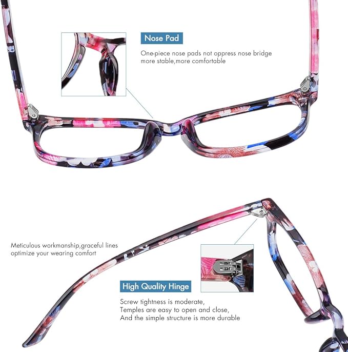 MEETSUN Blue Light Blocking Glasses women men, Anti Eye Strain Headache (Sleep Better),Computer Glasses UV400 Lens (T1 Flower-Transparent Lens)