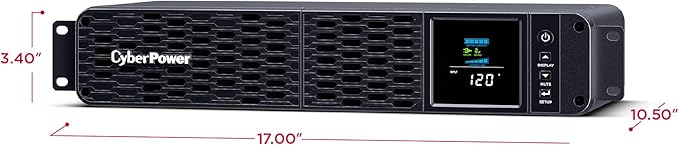CyberPower CP1500PFCRM2U PFC Sinewave UPS Battery Backup and Surge Protector, 1500VA/1000W, 8 Outlets, AVR, Short Depth 2U Rackmount, UL Certified