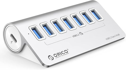 ORICO USB 3.2 Hub 10Gbps with 7 USB A Ports, USB 3.2 Gen 2 Hub with 3.28Ft USB-A to USB-C Cable, Desk USB Splitter for MacBook, Mac Pro/Mini, iMac, Surface Pro Laptop/PC