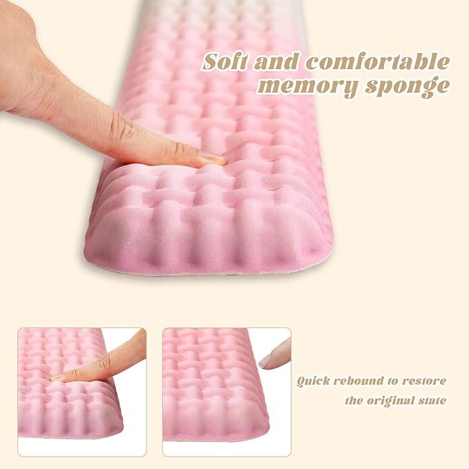 Ergonomic Keyboard and Mouse Wrist Rest Set - Wrist Support for Mouse, Computer Wrist Cushion Combo, Soft Memory Foam Wrist Support for Keyboard, Laptop, Mac, Office, Work, Gaming