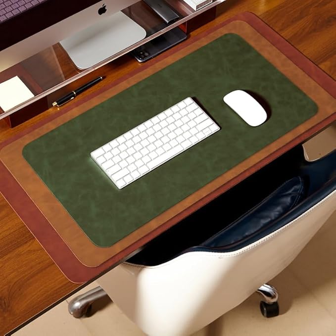 Distressed Leather Desk Mat - Non-Slip PU Desk Pad for Office and Home - Desk Organization and Accessories - Ideal for Large Mouse Pad and Desk Mats on Top of Desks(Mahogany,31.5"x 15.7")