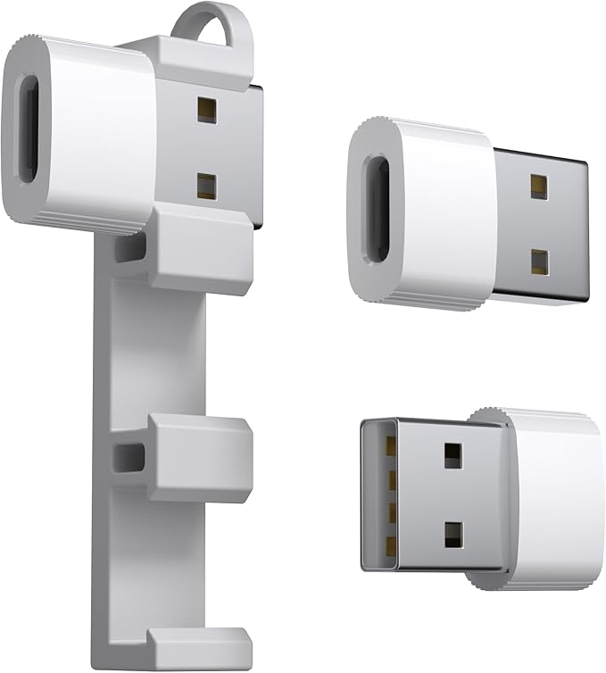 USB to USB C Adapter,3Pack USBC Female to USB A Male with Convenient Carrier, Type C Converter for iPhone 17/16/15/14/13/12, iPad, iWatch, AirPods,Galaxy S25/S24 (White)