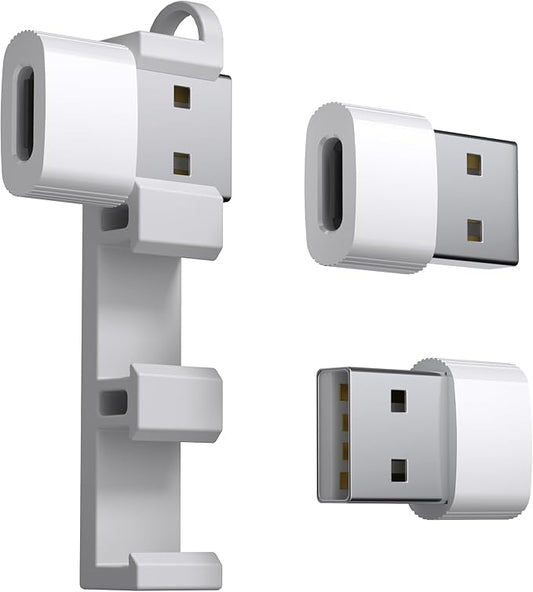USB to USB C Adapter,3Pack USBC Female to USB A Male with Convenient Carrier, Type C Converter for iPhone 17/16/15/14/13/12, iPad, iWatch, AirPods,Galaxy S25/S24 (White)