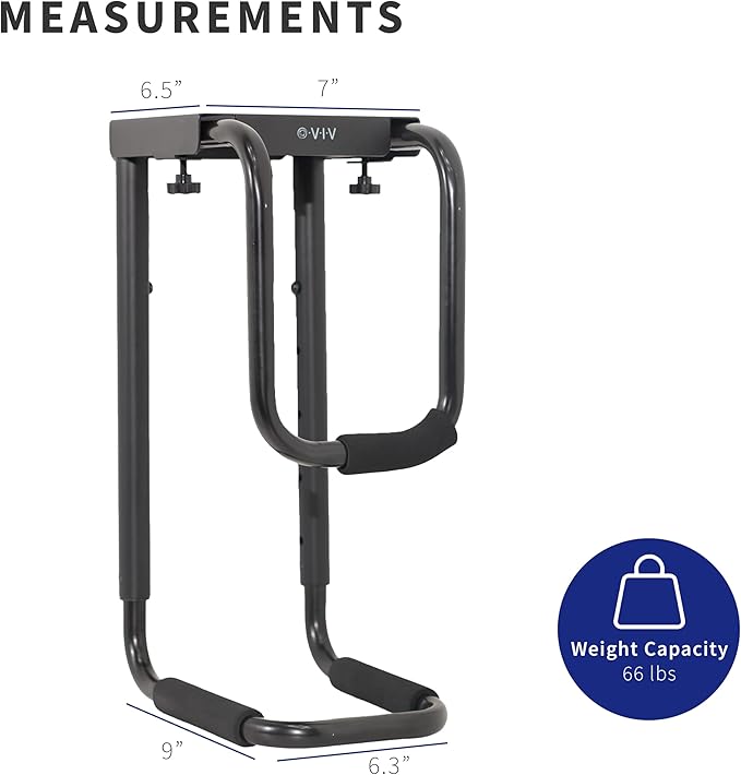 VIVO Heavy Duty Adjustable Under-Desk PC Mount, Home and Office Computer CPU Holder with Secure Locking, Supports up to 66 lbs, Black, MOUNT-PC04B