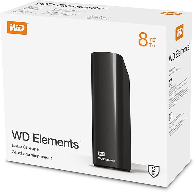 WD 8 TB Elements Desktop External Hard Drive - USB 3.0, Black