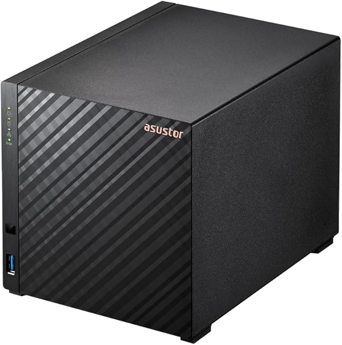 Asustor Drivestor 4 Gen 2 AS1204T, 4 Bay NAS, Quad-Core 1.7GHz CPU, 2.5GbE Port, 1GB DDR4, 3 USB 3.0, Network Attached Storage for Personal and Home Cloud Backup (Diskless)