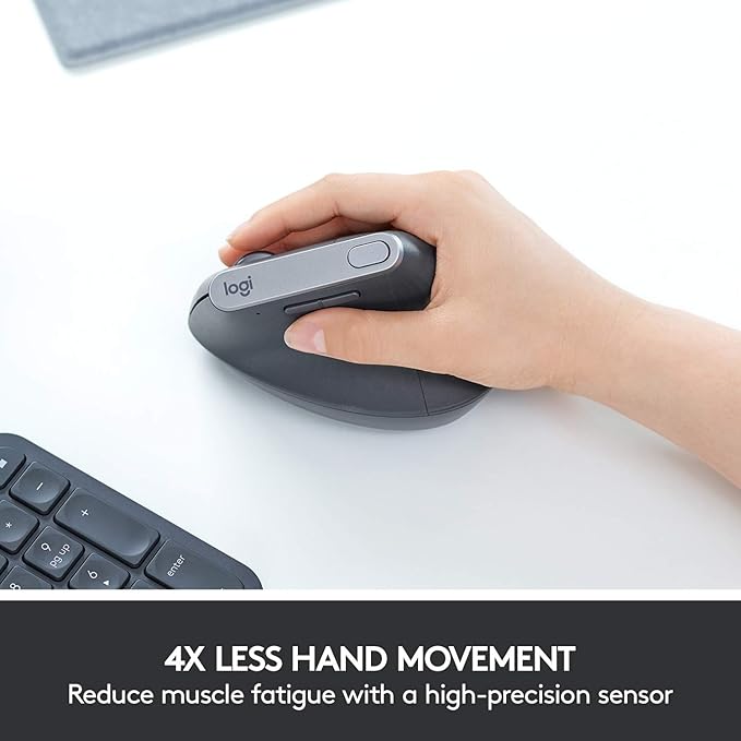 logitech MX Vertical Advanced Ergonomic Mouse, Wireless via Bluetooth or Included USB Receiver (Renewed)