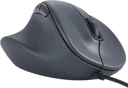 ELECOM Left Hand Wired USB Ergonomic Shape Mouse, Silent Click, 2000DPI, 5 Buttons, Optical Sensor, Compatible with PC, Mac, Laptop, EX-G, Lsize Black (M-XGL31UBSKBK)