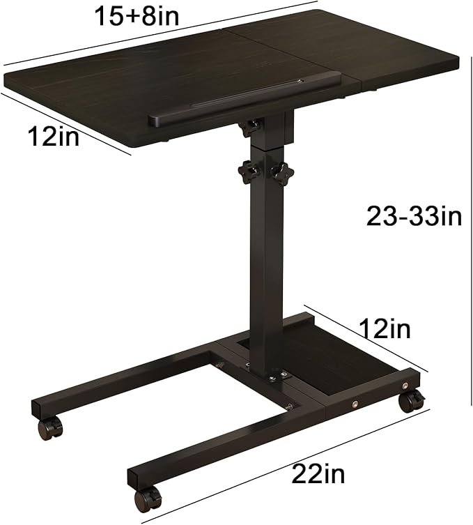 TigerDad Mobile Adjustable Height Laptop Stand PC Portable Laptop Swivel Table Rolling Table with Wheels Caster and Mouse Pad (Dekuwood)