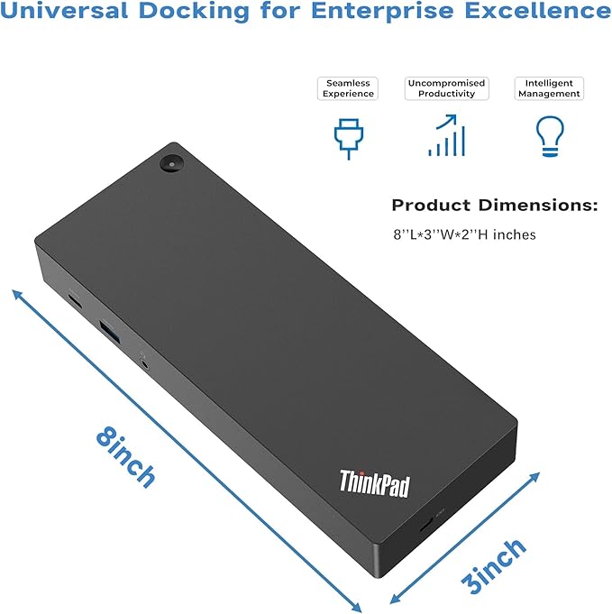 ThinkPad 40AF0135 Docking Station Dual Monitor,USB-C with USB-A Adapter Comes with 135W Adapter + USB-C Cable + Docking Station Renew