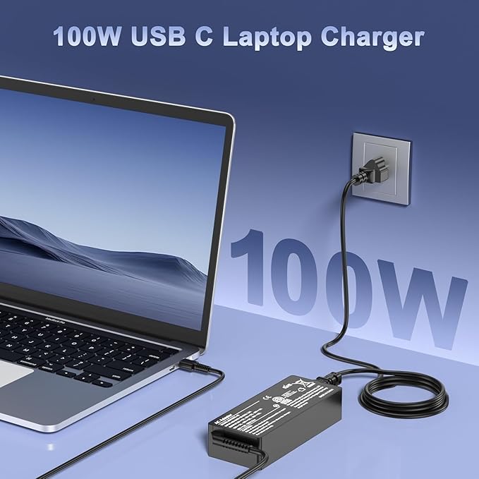 100W USB C Charger Universal Power Adapter Replacement for Lenovo, Acer, Dell, Asus, HP, Mac Book Pro/Air 16, 15, 14, 13 Inch,iPad Pro, Chromebook