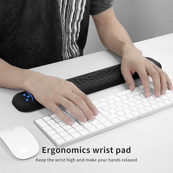 Vaydeer Keyboard Wrist Rest, Large Full Keyboard Support Pad, Memory Foam Hand Cushion for Desk, Ergonomic Computer Laptop Typing, Office Gaming Palm Arm Carpal Tunnel Pain Relief(17.32inch, Black)