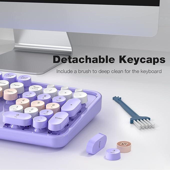 KNOWSQT Wireless Keyboard and Mouse Combo Purple - 2.4G Colorful Typewriter Less Noise Full-Size Keyboards - USB Receiver Plug and Play, for Computer, PC, Laptop, Desktop, Windows, Mac