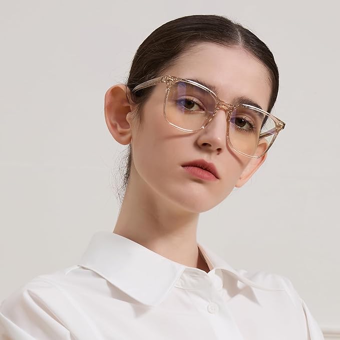 Oversized Square Blue Light Blocking Glasses for Women Men, Anti-Fatigue Computer Monitor Glasses Reduce Eye Strain