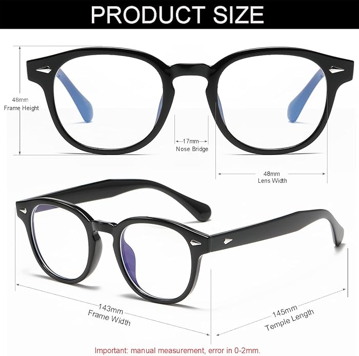 NIDOVIX Retro Round Blue Light Blocking Glasses for Men Women, Vintage Frame Non-prescription Computer Reading Eyeglasses