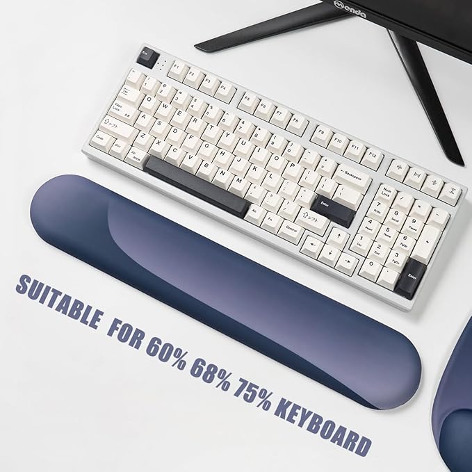Ergonomic Mouse Pad and Keyboard Wrist Rest Set, Keyboard and Mouse Pad, Mouse Wrist Support, Non-Slip Coaster, Comfort & Support for Typing and Gaming,Reduces Fatigue (3, Blue)