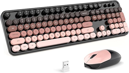 KNOWSQT Wireless Keyboard and Mouse Combo - BlackBerry-Gradient Colorful 2.4G Typewriter Full-Size Cute Keyboards - USB Receiver Plug and Play, for Computer, PC, Laptop, Desktop, Windows