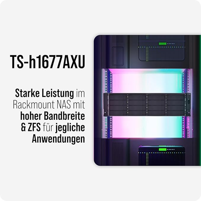 QNAP TS-h1677AXU-RP-R7-32G | 16-Bay 3.5"/2.5"-inch SATA, Ryzen Pro CPU, 2 x 2.5 GbE + 2 x 10GbE Base-T, Redundant-Power Rackmount (3U) NAS