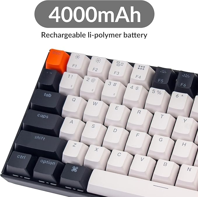 Keychron K2 75% Layout 84 Keys Hot-swappable Bluetooth Wireless/USB Wired Mechanical Keyboard for Mac with Super Red Switch/Double-Shot PBT Keycaps/White LED Backlit for Windows Version 2