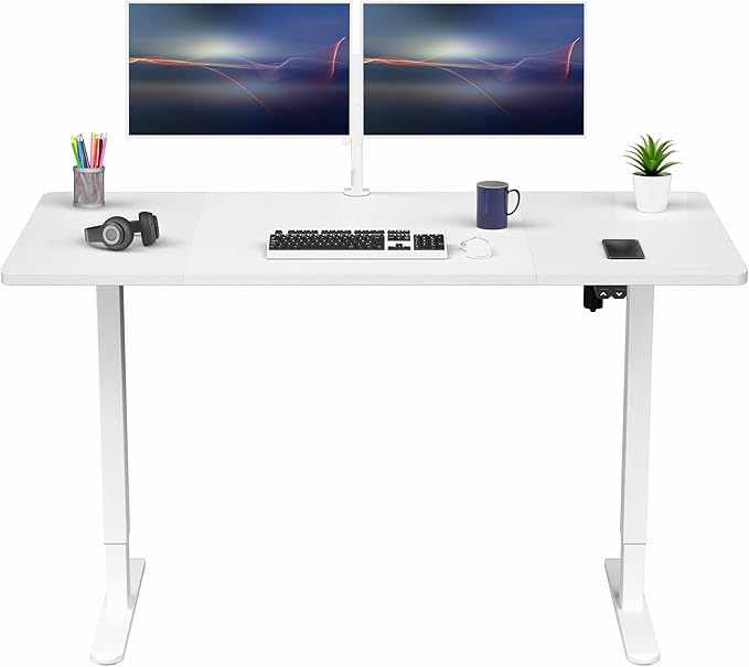 VIVO Electric 60 x 30 inch Stand Up Desk, Height Adjustable, White Top White Frame, Home and Office Furniture Sets, DESK-KIT-0W6W