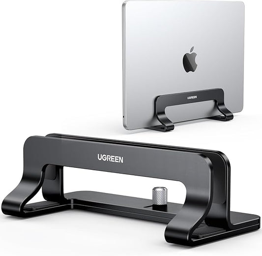 UGREEN Vertical Laptop Stand Holder for Desk Compatible with MacBook Pro, MacBook Air Stand Vertical Aluminum Adjustable for Up to 17.3 Inch Gaming Laptop, Black