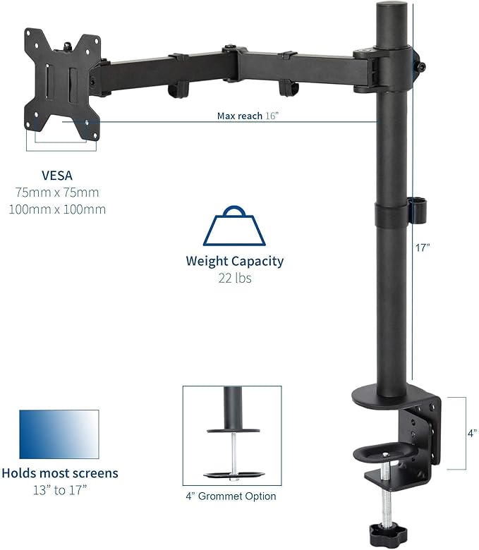 VIVO Single and Dual LCD Monitor Desk Mount Kit for Triple Screen Display, Heavy Duty Fully Adjustable, Fits 3 Screens up to 27 Inches (Bundle)