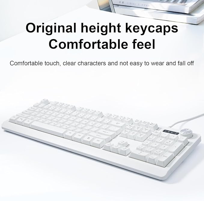 Wired RGB Membrance Keyboard. 100 Percent Mini Creamy LED Computer Keyboard .Small Ergonomic Clicky Teclado with ABS Backlit Unreplaceable Keycaps. for PC Laptop MAC Gamer. (White)