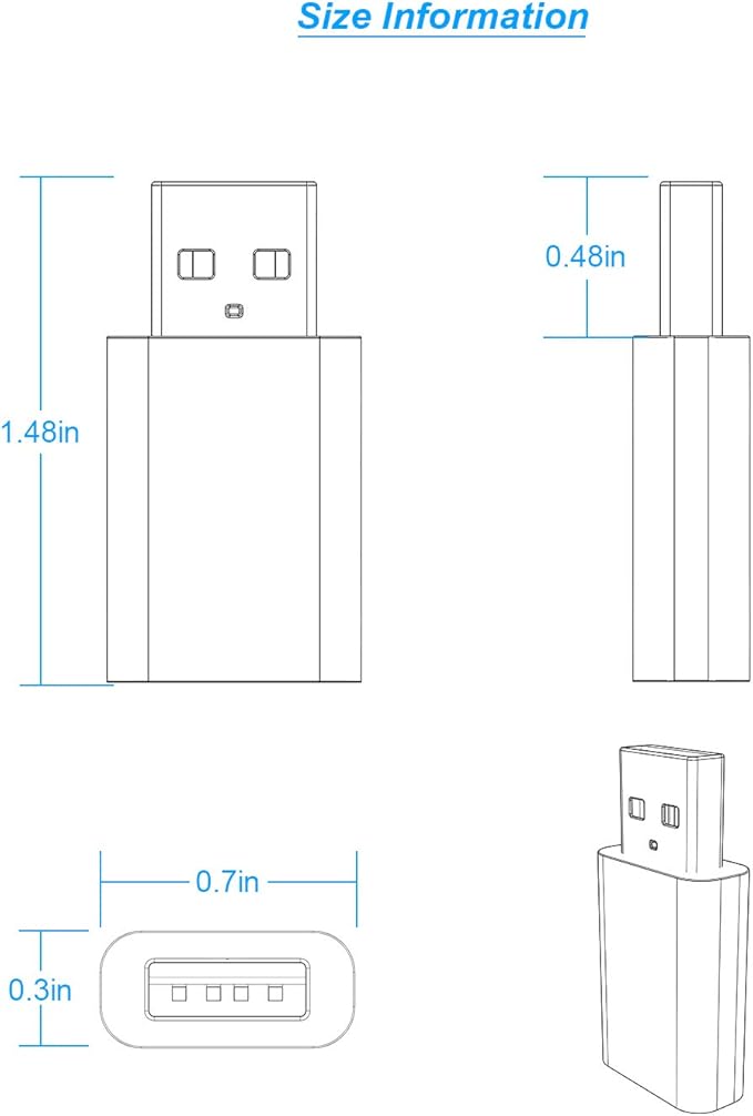 USB to USB-C Female Adapter Pack-3,Compatible with Apple Watch SE/7/8/9/Ultra MagSafe Charger,Type-C Charging Cable Converter for iPhone,iPad,AirPods,Car USB Charger and USB-C Cable