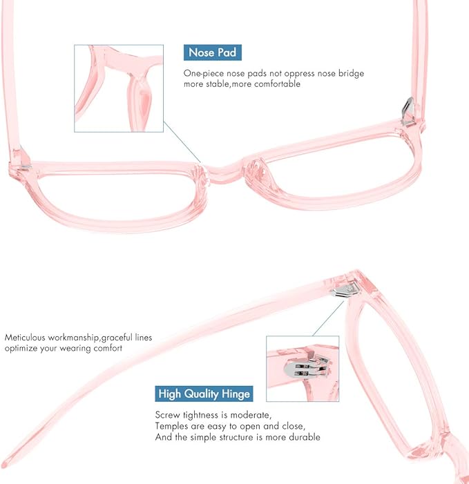 MEETSUN Blue Light Blocking Glasses, Anti Eye Strain Headache (Sleep Better),Computer Reading Glasses UV400 Transparent Lens (Black+Leopard+Pink / 3 PACK, 53)