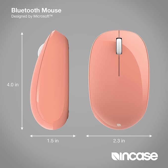 Incase Bluetooth Mouse - Designed by Microsoft - Compact, Comfortable, Right/Left Hand Use, 4-Way Scroll Wheel, Wireless Bluetooth Mouse for PC/Laptop/Desktop, Mac/Windows Computer (Peach)