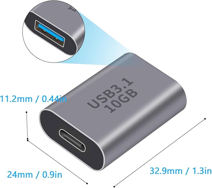 Duttek 10Gbps USB C to USB A Male Adapter and USB C Female to USB A Female Adapter (USB 3.1 Type C Gen2), Bi-Directional Support Data Sync & Charging for PC, Laptop, Phone 2 Style