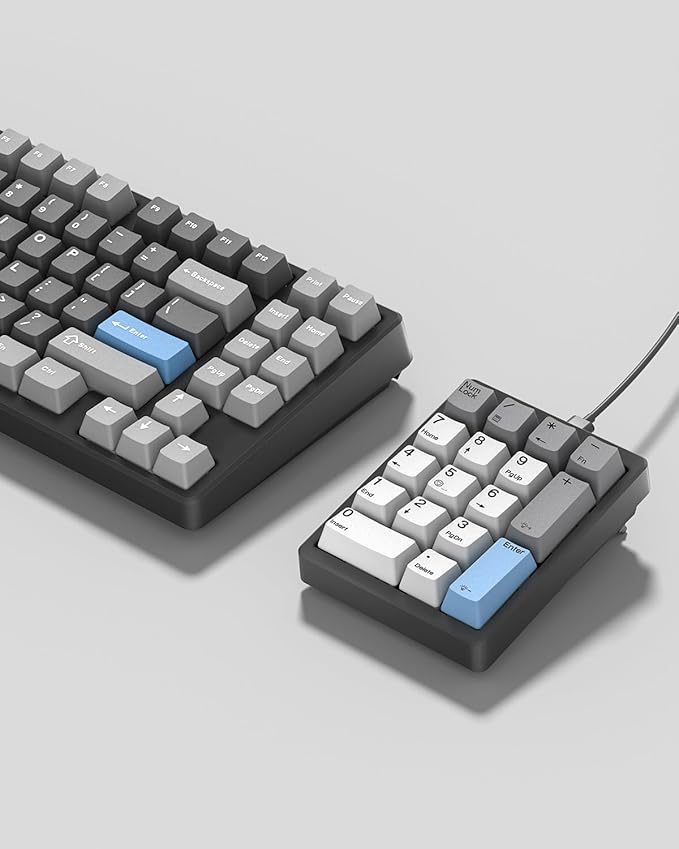 KN17 Wired Mechanical Number Pad- 17 Keys Hot Swappable Numpad with White Backlight& PBT Keycaps for Laptop PC Compact Keyboards (Black, Brown Switch)