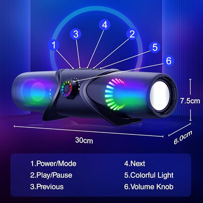Computer Speakers,Bluetooth SoundBar,Computer Speakers for Desktop Monitor with RGB Light,PC Speakers with Subwoofer,USB Powered Sound Bar for Laptop 3.5mm Headphone Jack