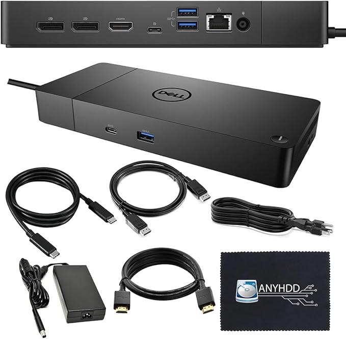 Dell WD19S Docking Station 130W (90W Power Delivery), Dell Docking Station for Laptop with 130W Power Adapter + HDMI + DisplayPort + USB-C Cable + Microfiber Cloth (Renewed)