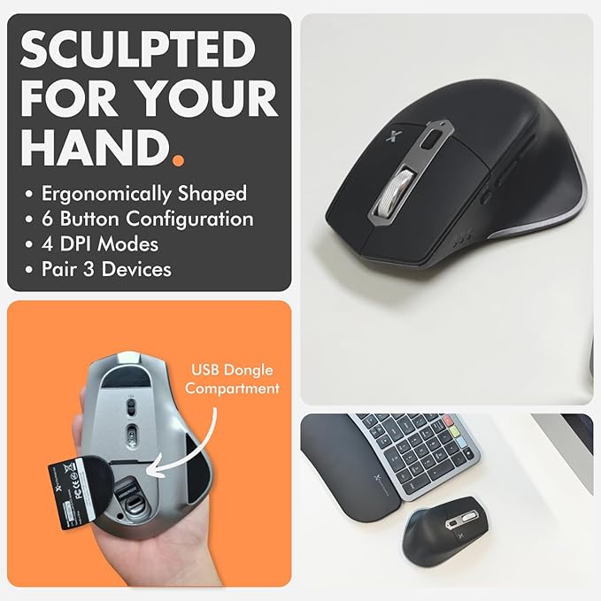X9 Ergonomic Keyboard and Mouse Wireless Combo 2.4G+Bluetooth - Type Comfortably Longer - Ergo Split Keyboard and Mouse with Wrist Rest - Fullsize Keyboard for Laptop and PC