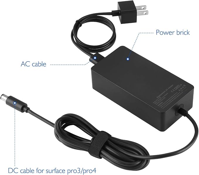 Surface Dock Charger,15V 6A 90W Ac Adapter Power Supply Battery Charger for Microsoft Docking Station Surface Pro 4 Surface Book 1661 1749 TG-TECH