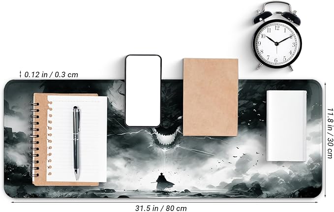 Gaming Mouse Pad with Non-Slip Base, Cute Mouse Mat with Stitched Edges for Keyboard and Mouse, Large Anime Mousepad for Computer, 31.5 x 11.8 inches (Dragon)
