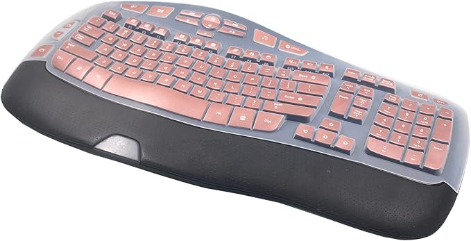 Silicone Keyboard Skin Cover Compatible for Logitech K350 MK550 MK570 Wireless Wave Keyboard, Logitech K350 MK550 MK570 Keyboard Skin (Rose Gold)