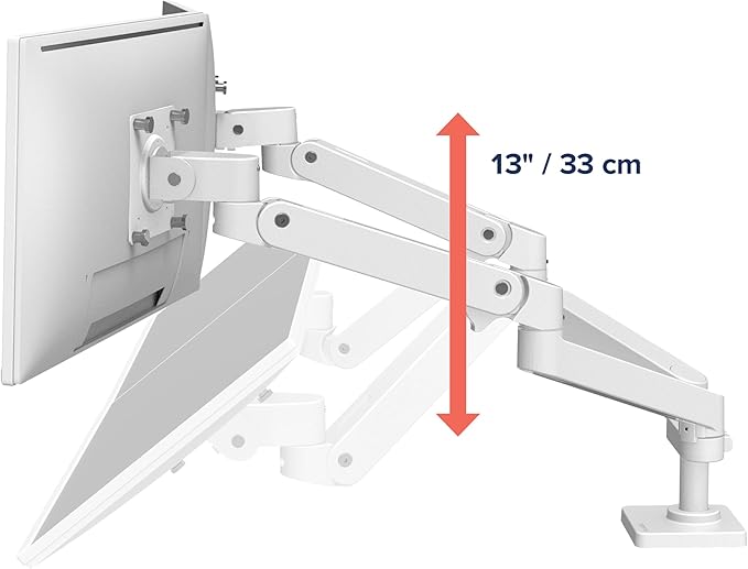 Ergotron – Upgraded LX Pro Premium Dual Monitor Arm, VESA Desk Mount – for 2 Monitors Up to 27 Inches, 4 to 20 lbs Each – White