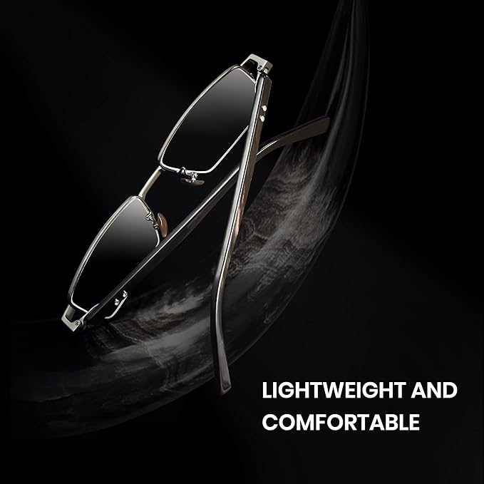 Cyxus 100% Really Buffalo Horn Glasses Pure Titanium for Men Rimless Square Glasses 8135 Space Silver