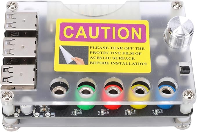 Hilitand Power Supply Expansion Board, Acrylic Enclosure with 6 USB Ports and Adjustable Voltage, for Network Communication Devices and Low Power Modules