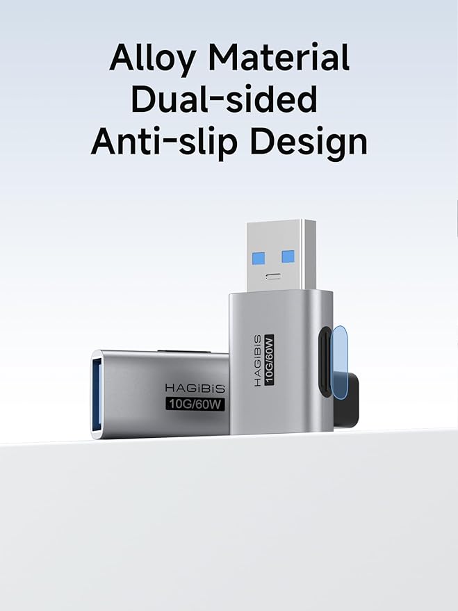 Hagibis USB 3.2 Adapter 2 Pack, 90 Degree Right and Left Angle USB A Male to Female Connector OTG Adapter Cable Extender for Laptops Charger PC Car Mouse Keyboard (Middle Back)