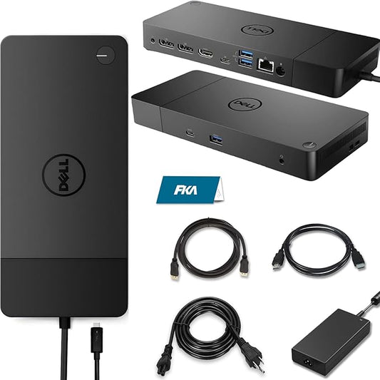 Dell WD19 130W Docking Station, HDMI/Dual DisplayPort, Dell Docking Station with 90W Power Delivery, Dual Monitor Support,Bundle with 130W Adapter, HDMI/DP Cables (Renewed)